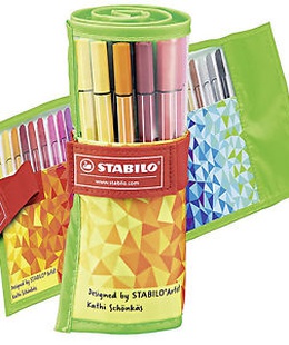  Flomasteru komplekts ar penāli STABILO Pen 68 |0.4 mm| 25 krāsas  Hover