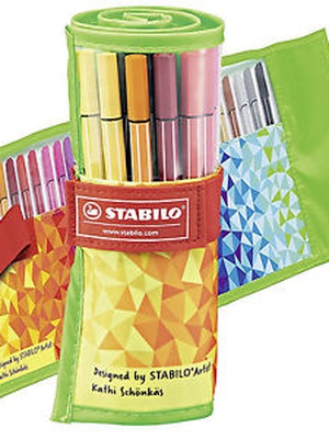  Flomasteru komplekts ar penāli STABILO Pen 68 |0.4 mm| 25 krāsas  Hover