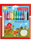  Flomasteri Stabilo Trio Jumbo | 12 krāsas