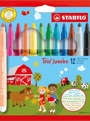  Flomasteri Stabilo Trio Jumbo | 12 krāsas  Hover