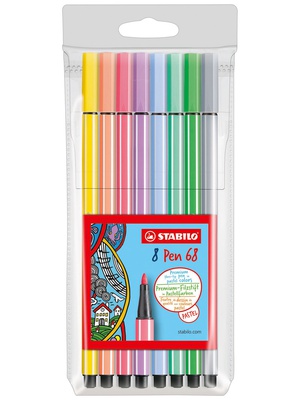  Flomasteru komplekts STABILO PEN68 pasteļkrāsas|0.4 mm| 8 krāsas  Hover