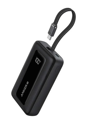  Anker | Power Bank with Built-In USB-C Cable | A1689H11 | 20000 mAh | 30W Output | Black  Hover