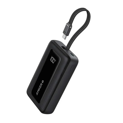  Anker | Power Bank with Built-In USB-C Cable | A1689H11 | 20000 mAh | 30W Output | Black