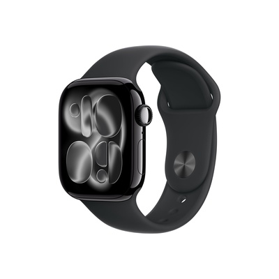 Viedpulksteni Apple Watch Series 11 GPS 42mm Jet Black Aluminium Case with Black Sport Band - M/L | Apple