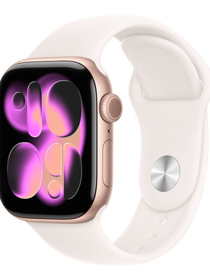 Viedpulksteni Apple Watch Series 11 GPS + Cellular 42mm Rose Gold Aluminium Case with Light Blush Sport Band - M/L | Apple  Hover