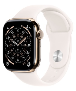 Viedpulksteni Apple Watch Series 11 GPS + Cellular 42mm Gold Titanium Case with Light Blush Sport Band - M/L | Apple  Hover