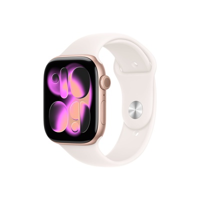 Viedpulksteni Apple Watch Series 11 GPS + Cellular 46mm Rose Gold Aluminium Case with Light Blush Sport Band - S/M | Apple