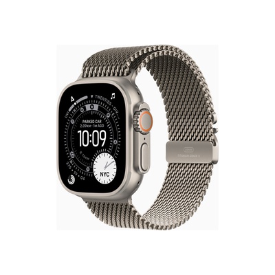 Viedpulksteni Apple Watch Ultra 3 GPS + Cellular 49mm Natural Titanium Case with Natural Titanium Milanese Loop - Medium | Apple