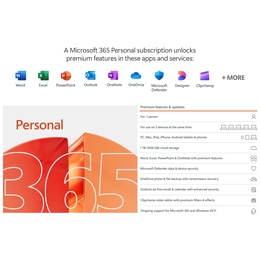  Microsoft Microsoft 365 Personal QQ2-01897 FPP License term 1 year(s) English Premium Office apps