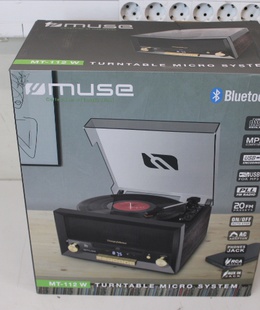 SALE OUT. Muse MT-112 W Turntable Micro System With Vinyl Deck | Muse Turntable Micro System With Vinyl Deck | MT-112 W | Micro system CD with turntable | USB port | DAMAGED PACKAGING  Hover