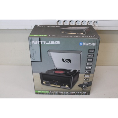  SALE OUT. Muse MT-112 W Turntable Micro System With Vinyl Deck | Muse Turntable Micro System With Vinyl Deck | MT-112 W | Micro system CD with turntable | USB port | DAMAGED PACKAGING