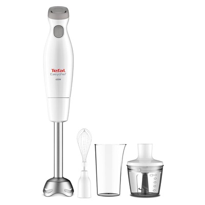 Mikseris TEFAL | Blender | Easychef HB453138 | Hand Blender | 450 W | Number of speeds 2 | Turbo mode | Chopper | White