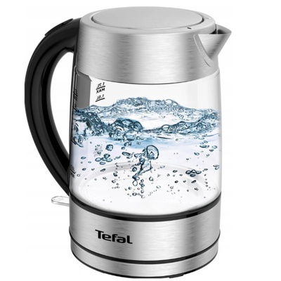 TEFAL | Kettle | KI772D | Electric | 2400 W | 1.7 L | Glass | 360° rotational base | Stainless Steel/Black