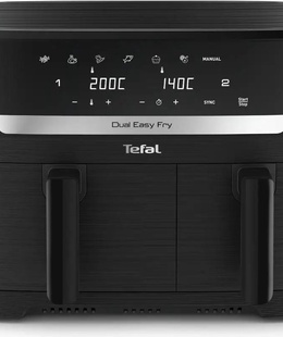  TEFAL Dual Easy Fry Essential Airfryer | EY901N | Power 2700 W | Capacity 8.3 L | Black  Hover
