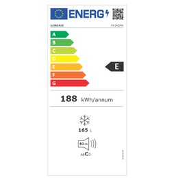  Gorenje | Freezer | F4142PW | Energy efficiency class E | Upright | Free standing | Height 143.4 cm | Total net capacity 165 L | White