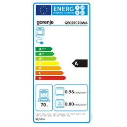 Virtuves plīts Gorenje | Cooker | GECS5C70WA | Hob type Vitroceramic | Oven type Electric | White | Width 50 cm | Grilling | LED | Depth 59.4 cm | 70 L