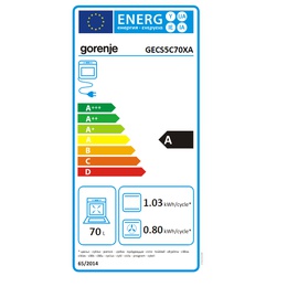 Virtuves plīts Gorenje | Cooker | GECS5C70XA | Hob type Vitroceramic | Oven type Electric | Stainless steel | Width 50 cm | Grilling | LED | Depth 59.4 cm | 70 L