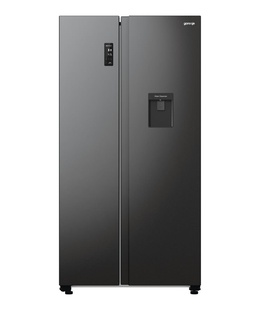  Gorenje Refrigerator | NRR9185EABXLWD | Energy efficiency class E | Free standing | Side by side | Height 178.6 cm | No Frost system | Fridge net capacity 355 L | Freezer net capacity 192 L | Display | 38 dB | Black  Hover
