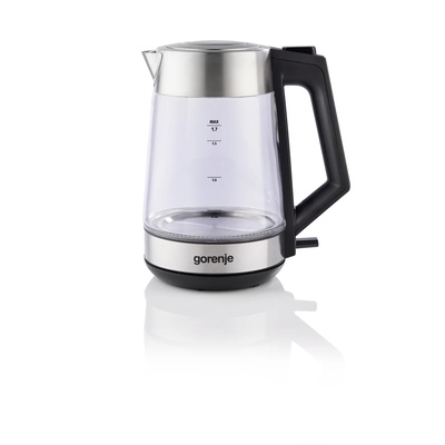 Tējkanna Gorenje K17OGS | Kettle | Electric | 1.7 L | 2200 W | 360° rotational base | Stainless steel/Glass | Stainless steel