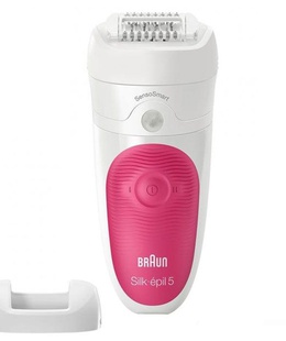 Epilātors Braun | Epilator | Silk-épil 5 SE5500 | Operating time (max) 30 min | Bulb lifetime (flashes) Not applicable | Number of power levels 1 | Wet & Dry | White/Pink  Hover