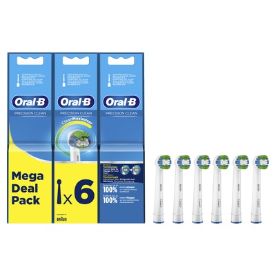 Birste Oral-B Precision Clean Replaceable Toothbrush Heads | Heads | For adults | Number of brush heads included 6 | White