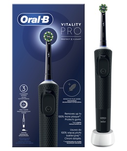 Oral-B | Electric Toothbrush | D103 Vitality Pro | Rechargeable | For adults | Number of brush heads included 1 | Number of teeth brushing modes 3 | Black  Hover
