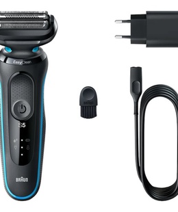  Braun | Shaver | 51-M1000S | Operating time (max) 50 min | Wet & Dry | Lithium Ion | Black/Blue  Hover