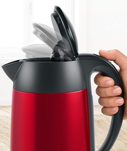 Tējkanna Bosch | Kettle | DesignLine TWK3P424 | Electric | 2400 W | 1.7 L | Stainless steel | 360° rotational base | Red  Hover