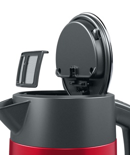 Tējkanna Bosch | Kettle | DesignLine TWK4P434 | Electric | 2400 W | 1.7 L | Stainless steel | 360° rotational base | Red/Black  Hover