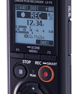 Diktofons Olympus | Linear PCM Recorder | LS-P5 | Black | Microphone connection | MP3 playback | Rechargeable | FLAC / PCM (WAV) / MP3 | 59 Hrs 35 min | Stereo  Hover
