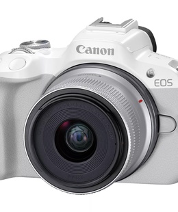  Canon | EOS R50 WH + RF-S 18-45mm F4.5-6.3 IS STM (SIP) | Megapixel 24.2 MP | Image stabilizer | ISO sensitivity (max) 32000 | Display diagonal 2.95  | Wi-Fi | Video recording | Automatic  Hover