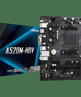  ASRock | A520M-HDV | Processor family AMD | Processor socket AM4 | DDR4 DIMM | Memory slots 2 | Supported hard disk drive interfaces 	SATA  Hover