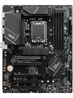  MSI | PRO B760-P DDR4 II | Processor family Intel | Processor socket LGA1700 | DDR4 | Number of SATA connectors 4  Hover