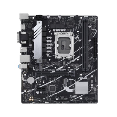  Asus PRIME B760M-K D4 Processor family Intel Processor socket  LGA1700 DDR4 DIMM Memory slots 2 Supported hard disk drive interfaces 	SATA