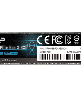  Silicon Power | SSD | P34A60 | 1000 GB | SSD form factor M.2 2280 | Solid-state drive interface PCIe Gen3x4 | Read speed 2200 MB/s | Write speed 1600 MB/s  Hover