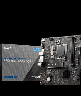  MSI | PRO H610M-G DDR4 | Processor family Intel | Processor socket  LGA1700 | DDR4 DIMM | Memory slots 2 | Supported hard disk drive interfaces SATA  Hover