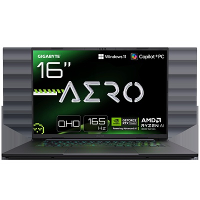 Gigabyte AERO X16 1VH-93EEC94AH | 16  | IPS | QHD+ | 165 Hz | AMD Ryzen Al 7 | 350 | 16 GB | DDR5 | Solid-state drive capacity 1000 GB | NVIDIA GeForce RTX 5060 | GDDR7 | 8 GB | Windows 11 Home | 802.11ax | Bluetooth version 5.2 | Keyboard language US international | Keyboard backlit | Warranty 24 month(s)