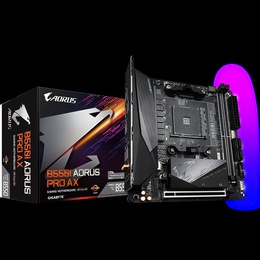  Gigabyte | B550I AORUS PRO AX 1.0 | Processor family AMD | Processor socket AM4 | DDR4 DIMM | Memory slots 2 | Chipset AMD B | Mini ITX