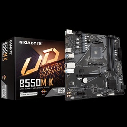  Gigabyte | B550M K 1.0 M/B | Processor family AMD | Processor socket AM4 | DDR4 DIMM | Memory slots 4 | Supported hard disk drive interfaces 	SATA