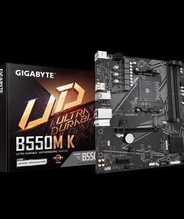  Gigabyte | B550M K 1.0 M/B | Processor family AMD | Processor socket AM4 | DDR4 DIMM | Memory slots 4 | Supported hard disk drive interfaces 	SATA  Hover