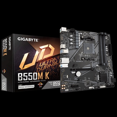  Gigabyte | B550M K 1.0 M/B | Processor family AMD | Processor socket AM4 | DDR4 DIMM | Memory slots 4 | Supported hard disk drive interfaces 	SATA