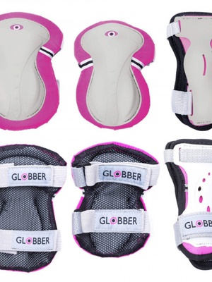  GLOBBER elbow and knee pads PROTECTIVE JUNIOR  DEEP PINK XS RANGE B ( 25-50KG )  Hover