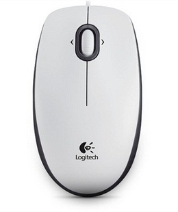 Pele Logitech B100 Portable Optical Mouse White  Hover
