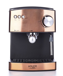  Adler | Espresso coffee machine | AD 4404cr | Pump pressure 15 bar | Built-in milk frother | Semi-automatic | 850 W | Cooper/ black  Hover
