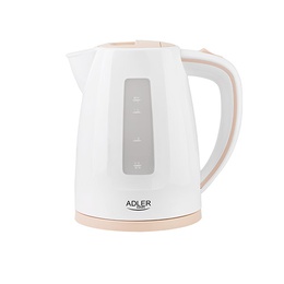 Tējkanna Adler | Kettle | AD 1264 | Standard | 2200 W | 1.7 L | Plastic | 360° rotational base | White