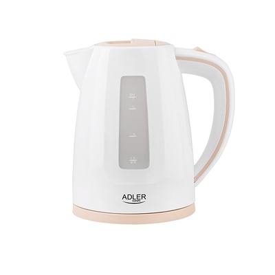 Tējkanna Adler | Kettle | AD 1264 | Standard | 2200 W | 1.7 L | Plastic | 360° rotational base | White