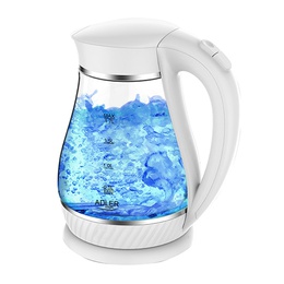 Tējkanna Adler | Kettle | AD 1274 | Electric | 2200 W | 1.7 L | Polypropylene/Glass | 360° rotational base | White