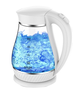 Tējkanna Adler | Kettle | AD 1274 | Electric | 2200 W | 1.7 L | Polypropylene/Glass | 360° rotational base | White  Hover