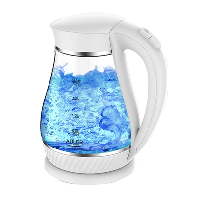 Tējkanna Adler | Kettle | AD 1274 | Electric | 2200 W | 1.7 L | Polypropylene/Glass | 360° rotational base | White