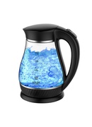 Tējkanna Adler | Kettle | AD 1274 | Standard | 2200 W | 1.7 L | Plastic/Glass | 360° rotational base | Black/ transparent
